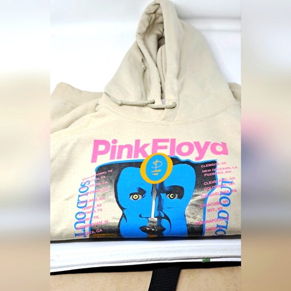 Junk Food Tees Beige Pink Floyd Hoodie Size Small - Picture 2 of 7